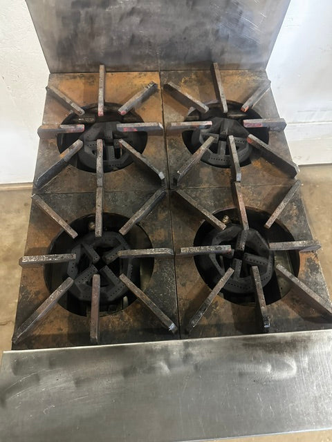 "JADE JMRH-41A" H.D COMMERCIAL N GAS 4 BURNER STOVE ON CASTER, 3,5000 BTU/HR