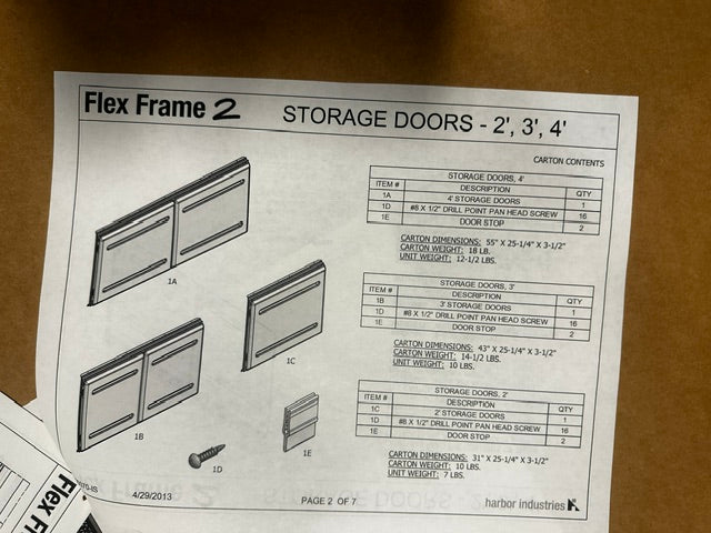 "HARBOR FXF2 300081 SILVER" 3-FOOT STORAGE DOOR + HARDWARE