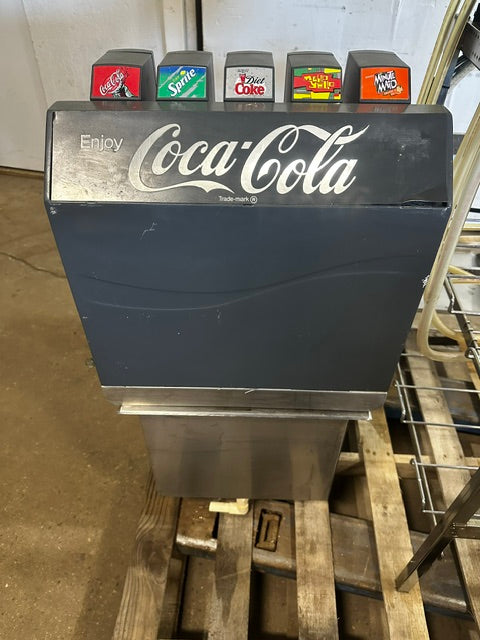 H.D COMMERCIAL 5 FLAVOR SODA  ICE DISPENSER W/ 5 SYRUP PUMPS and BIB STAND