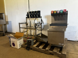 H.D COMMERCIAL 5 FLAVOR SODA  ICE DISPENSER W/ 5 SYRUP PUMPS and BIB STAND