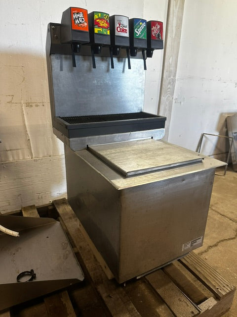 H.D COMMERCIAL 5 FLAVOR SODA  ICE DISPENSER W/ 5 SYRUP PUMPS and BIB STAND