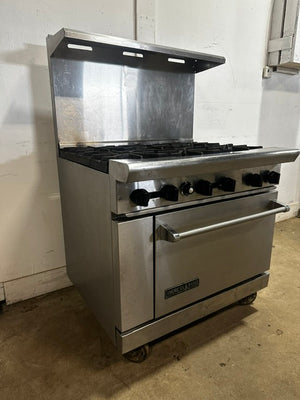 "AMERICAN RANGE AR-6" H.D  N GAS COMMERCIAL 6 BURNER STOVE WITH OVEN  2 RACKS