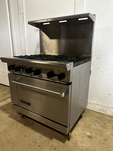 "AMERICAN RANGE AR-6" H.D  N GAS COMMERCIAL 6 BURNER STOVE WITH OVEN  2 RACKS