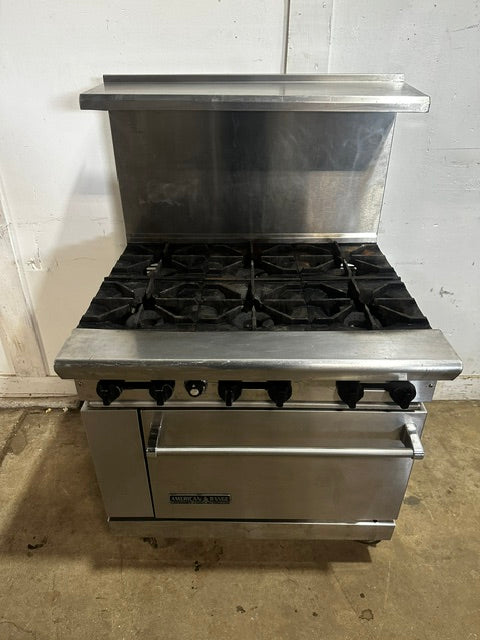 "AMERICAN RANGE AR-6" H.D  N GAS COMMERCIAL 6 BURNER STOVE WITH OVEN  2 RACKS