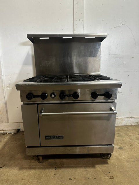 "AMERICAN RANGE AR-6" H.D  N GAS COMMERCIAL 6 BURNER STOVE WITH OVEN  2 RACKS