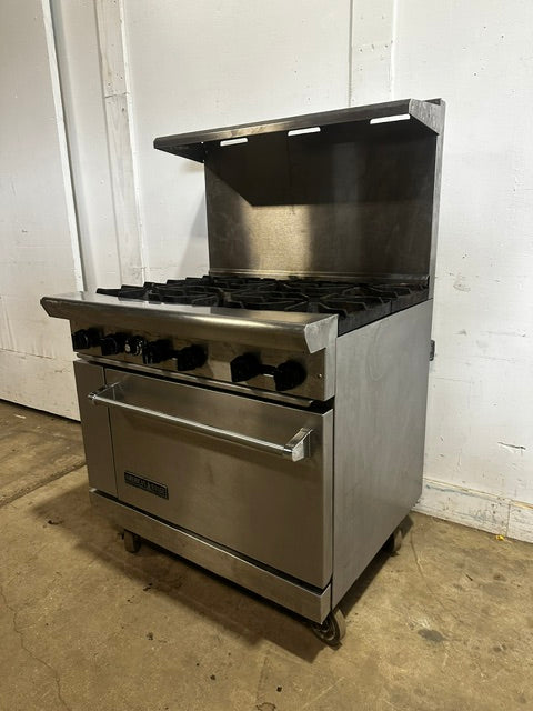 "AMERICAN RANGE AR-6" H.D  N GAS COMMERCIAL 6 BURNER STOVE WITH OVEN  2 RACKS