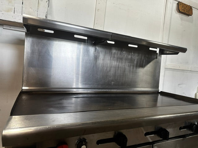 "AMERICAN RANGE"COMMERCIAL N GAS 60"W GRIDDLE WITH DOUBLE OVEN ON CASTERS