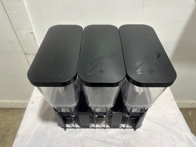"KELLOG'S" COUNTER TOP TRIPLE CEREAL DISPENSER 17 1/4"H x 18 1/4"W x 13 1/4"D