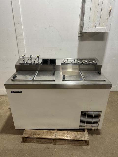 "MASTER-BILT"COMMERCIAL FLIP LID ICE CREAM DIPPING CABINET W/ TOPPING/SYRUP RAIL