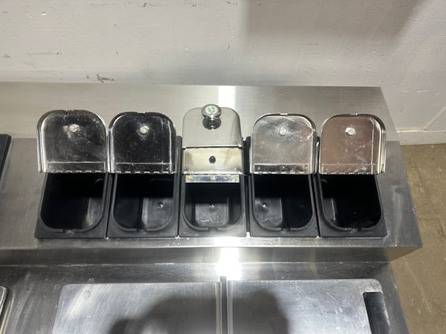 "MASTER-BILT"COMMERCIAL FLIP LID ICE CREAM DIPPING CABINET W/ TOPPING/SYRUP RAIL