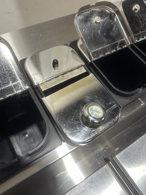 "MASTER-BILT"COMMERCIAL FLIP LID ICE CREAM DIPPING CABINET W/ TOPPING/SYRUP RAIL