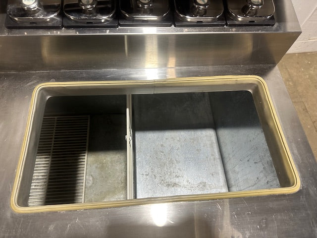 "MASTER-BILT"COMMERCIAL FLIP LID ICE CREAM DIPPING CABINET W/ TOPPING/SYRUP RAIL