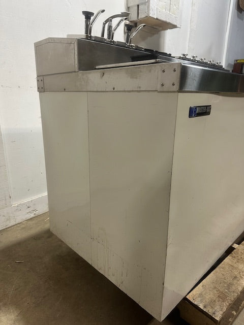 "MASTER-BILT"COMMERCIAL FLIP LID ICE CREAM DIPPING CABINET W/ TOPPING/SYRUP RAIL
