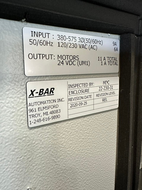 X-bar Automation electrical control drive servo panel with a E308M heat exchange