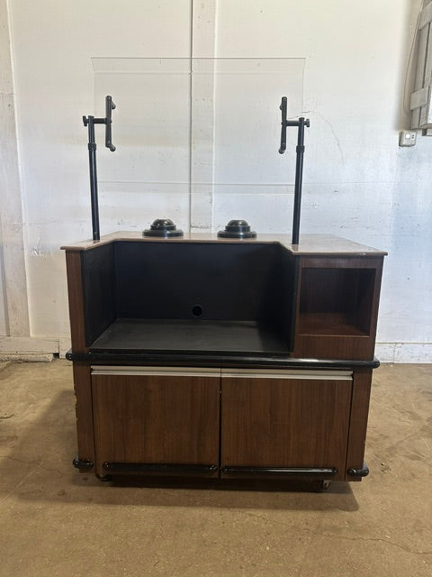 H.D COMMERCIAL BEVERAGE / SOUP STATION W/ SPRING LOADED CUP HOLER ON CASTER, ADJUSTABLE SNEEZE GUARD ,NSF