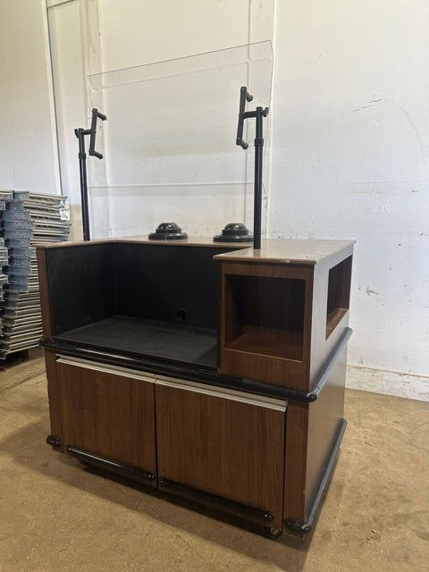 H.D COMMERCIAL BEVERAGE / SOUP STATION W/ SPRING LOADED CUP HOLER ON CASTER, ADJUSTABLE SNEEZE GUARD ,NSF