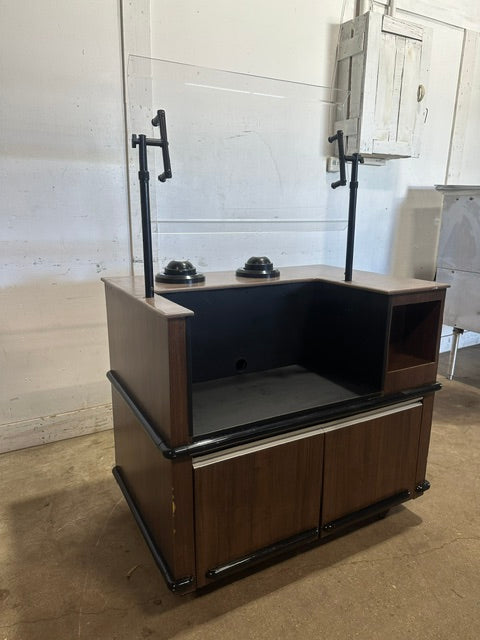 H.D COMMERCIAL BEVERAGE / SOUP STATION W/ SPRING LOADED CUP HOLER ON CASTER, ADJUSTABLE SNEEZE GUARD ,NSF