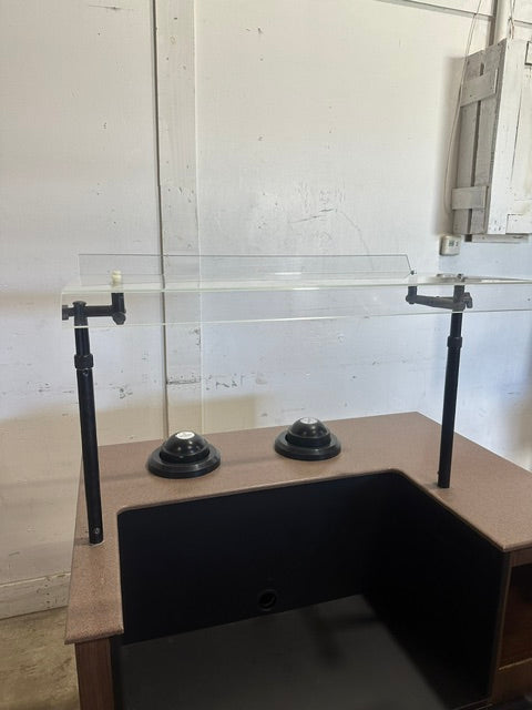 H.D COMMERCIAL BEVERAGE / SOUP STATION W/ SPRING LOADED CUP HOLER ON CASTER, ADJUSTABLE SNEEZE GUARD ,NSF