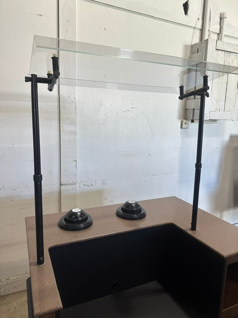 H.D COMMERCIAL BEVERAGE / SOUP STATION W/ SPRING LOADED CUP HOLER ON CASTER, ADJUSTABLE SNEEZE GUARD ,NSF