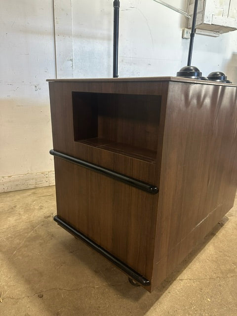 H.D COMMERCIAL BEVERAGE / SOUP STATION W/ SPRING LOADED CUP HOLER ON CASTER, ADJUSTABLE SNEEZE GUARD ,NSF