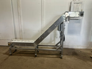 H.D COMMERCIAL S.S INCLINED FOOD GRADE/BELT CONVEYOR, 69"H x 112"L x 20"D, 220V