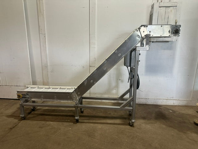 H.D COMMERCIAL S.S INCLINED FOOD GRADE/BELT CONVEYOR, 69"H x 112"L x 20"D, 220V