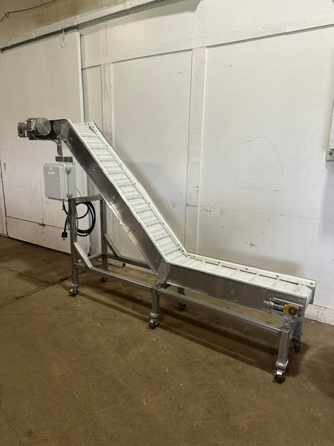 H.D COMMERCIAL S.S INCLINED FOOD GRADE/BELT CONVEYOR, 69"H x 112"L x 20"D, 220V