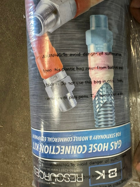 BK RESOURCES BKG-GHC-7548 COMMERCIAL GRADE 48"L BY 3/4"D GAS HOSE CONNECTION KIT