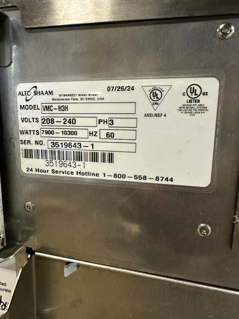 "ALTO SHAAM VMC-H3H"HD COMMERCIAL ELECTRIC MULTI-COOK OVEN W/ STAND 208-240V 3PH