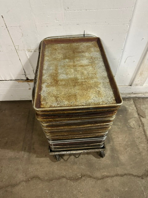 ***Lot of 60*** H.D COMMERCIAL FULL SIZE ALUMINIUM BAKING SHEET PAN WITH CART