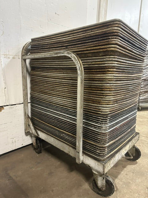 ***Lot of 60*** H.D COMMERCIAL FULL SIZE ALUMINIUM BAKING SHEET PAN WITH CART