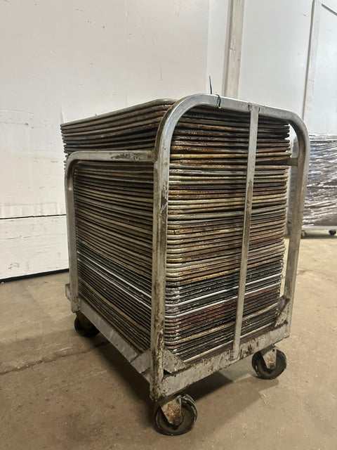 ***Lot of 60*** H.D COMMERCIAL FULL SIZE ALUMINIUM BAKING SHEET PAN WITH CART
