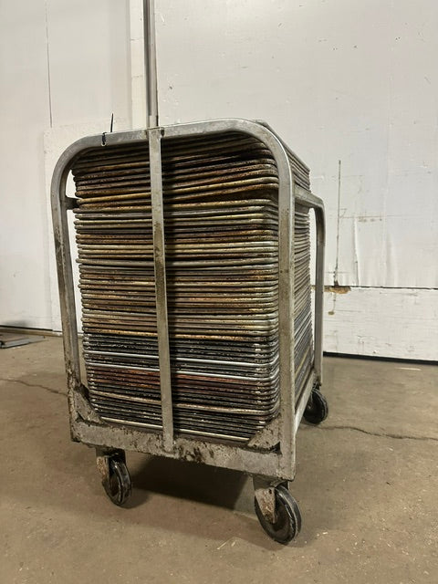 ***Lot of 60*** H.D COMMERCIAL FULL SIZE ALUMINIUM BAKING SHEET PAN WITH CART