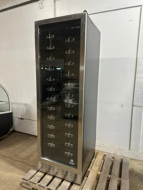 "VINOTEMP EL-16822-SSD" COMMERCIAL 155-BOTTLE DUAL ZONE LIGHTED WINE COOLER ,1PH