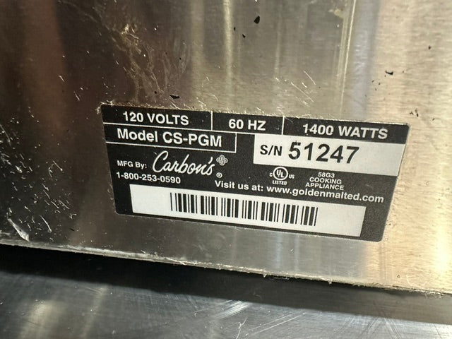 "CARBON CS-PGM" COMMERCIAL ELECTRIC 9"D WAFFLE CONE MAKER IRON NONSTICK 1PH