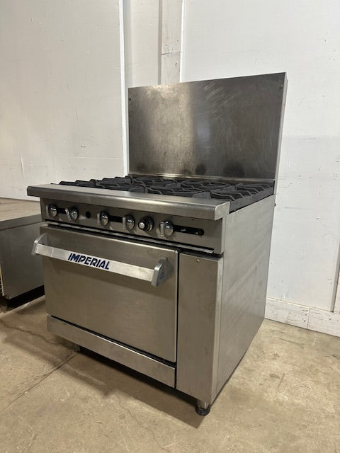 "IMPERIAL" NATURAL GAS HEAVY DUTY COMMERCIAL 6 BURNER STOVE WITH OVEN