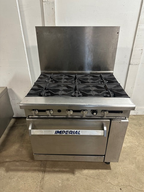 "IMPERIAL" NATURAL GAS HEAVY DUTY COMMERCIAL 6 BURNER STOVE WITH OVEN