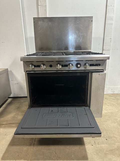 "IMPERIAL" NATURAL GAS HEAVY DUTY COMMERCIAL 6 BURNER STOVE WITH OVEN