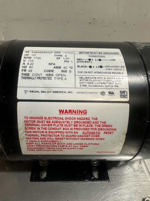 Lancer Carbonator motor/Pump for beverage fountain drink S, 1/3hp 1ph 1725 rpm