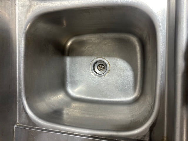 HEAVY DUTY COMMERCIAL  STAINLESS STEEL 3 COMPARTMENT SINK 44x93x22.5, 17 GAUGE, HOT/COLD FAUCET