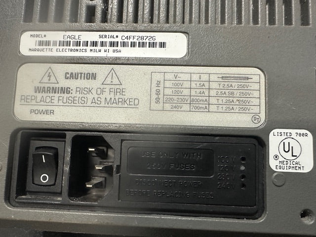 MARQUETTE EAGLE SERIES 1 PATIENT MONITOR 120-230v 1ph 50-60hz