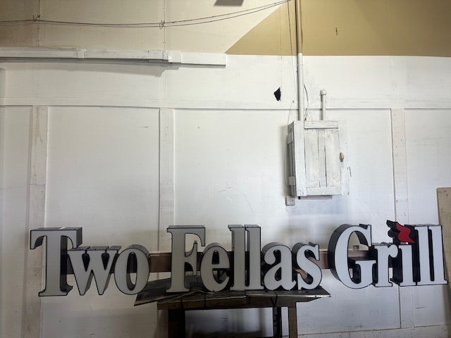 TWO FELLAS GRILL OUTDOOR 18"H x 120"W LIGHTED FASCIA SIGN
