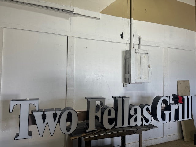 TWO FELLAS GRILL OUTDOOR 18"H x 120"W LIGHTED FASCIA SIGN