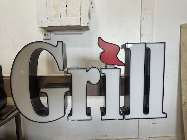 TWO FELLAS GRILL OUTDOOR 18"H x 120"W LIGHTED FASCIA SIGN