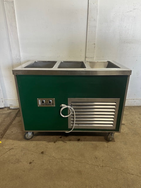 "CUSTOM BUILT"HD COMMERCIAL 2 HOT WELL AND 1 REFRIGERATED WELL SERVING TABLE 1PH
