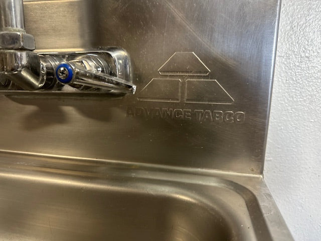 "ADVANCE TABCO" STAINLESS STEEL WALL MOUNTED HAND WASH SINK, 19x17 1/8"x15 1/8"