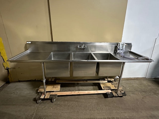 REGENCY 600S32028224 H.D STAINLESS STEEL 3 COMPARTMENT SINK 45x115x35, 17 GAUGE