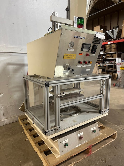 SONIC EASE INC. M/C #1334 INDUSTRIAL PNEUMATIC C-FRAME HOT PLATE SEALER MACHINE