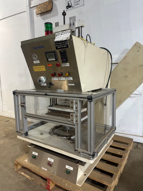 SONIC EASE INC. M/C #1334 INDUSTRIAL PNEUMATIC C-FRAME HOT PLATE SEALER MACHINE