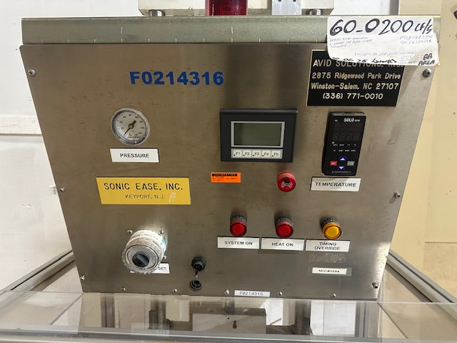 SONIC EASE INC. M/C #1334 INDUSTRIAL PNEUMATIC C-FRAME HOT PLATE SEALER MACHINE